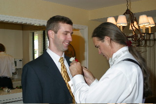 Putting on the boutonnire