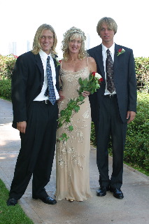 Bride with escorts (Julie, Nick, and Chris)